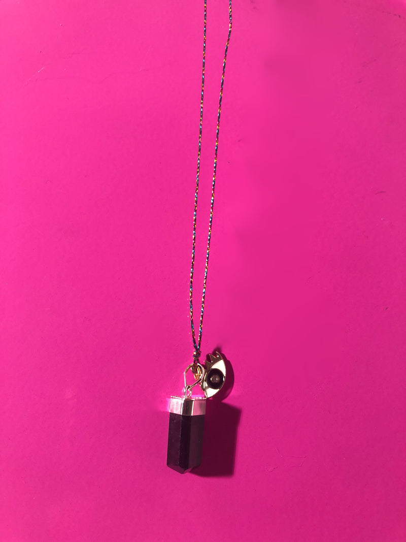 Perlseidenkette mit Turmalin-Anhänger und Auge - Innerwisdom-Shop, Tanja Brock 
